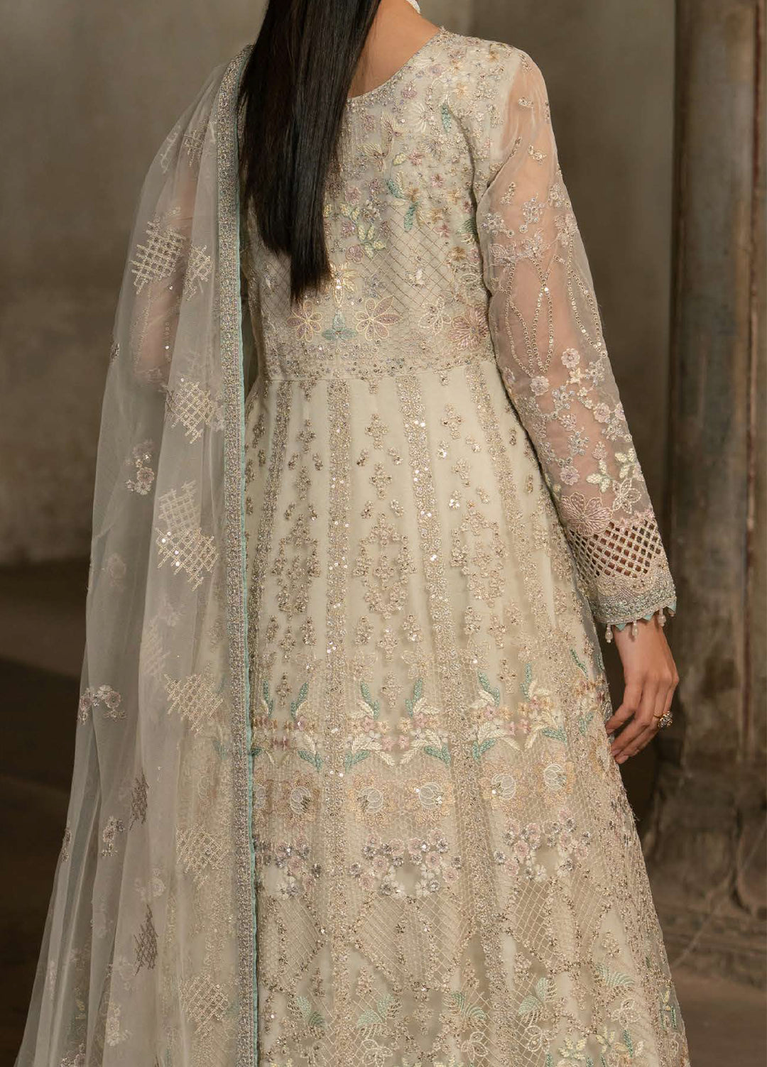 Humsafer by Lavish Premium Unstitched Embroidered Organza 3 Pcs Suit LVP26UH H-06 White Dove - Festive