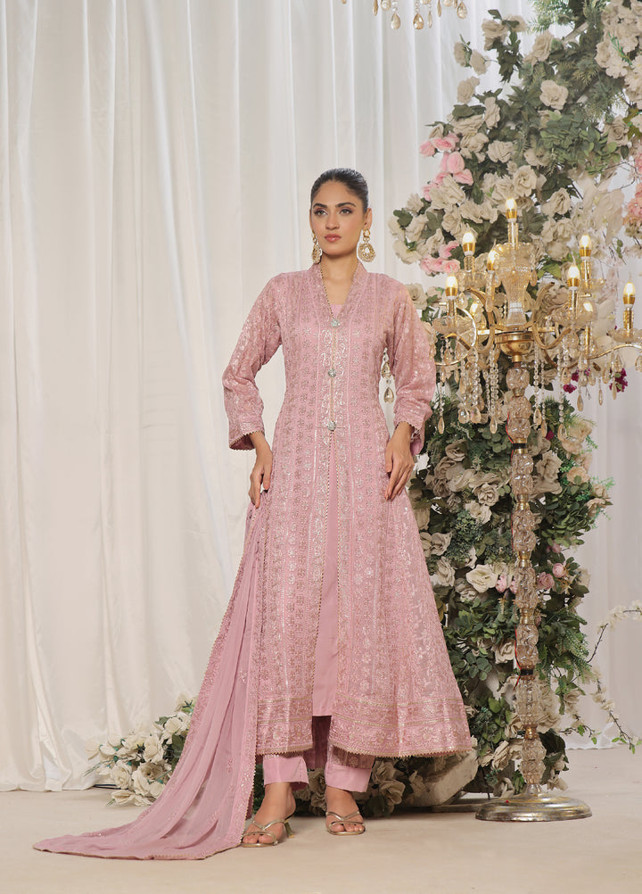 Rasm e Henna by Al Siyaab RTW Embroidered Chiffon 3 Piece Suit Noor e Nazakat Lavender - Festive Collection