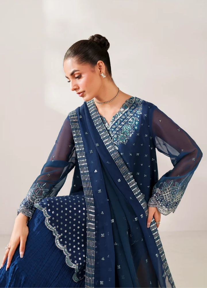 Xenia Formals Unstitched Embroidered Chiffon 3 Piece Suit Saffron - Festive Collection