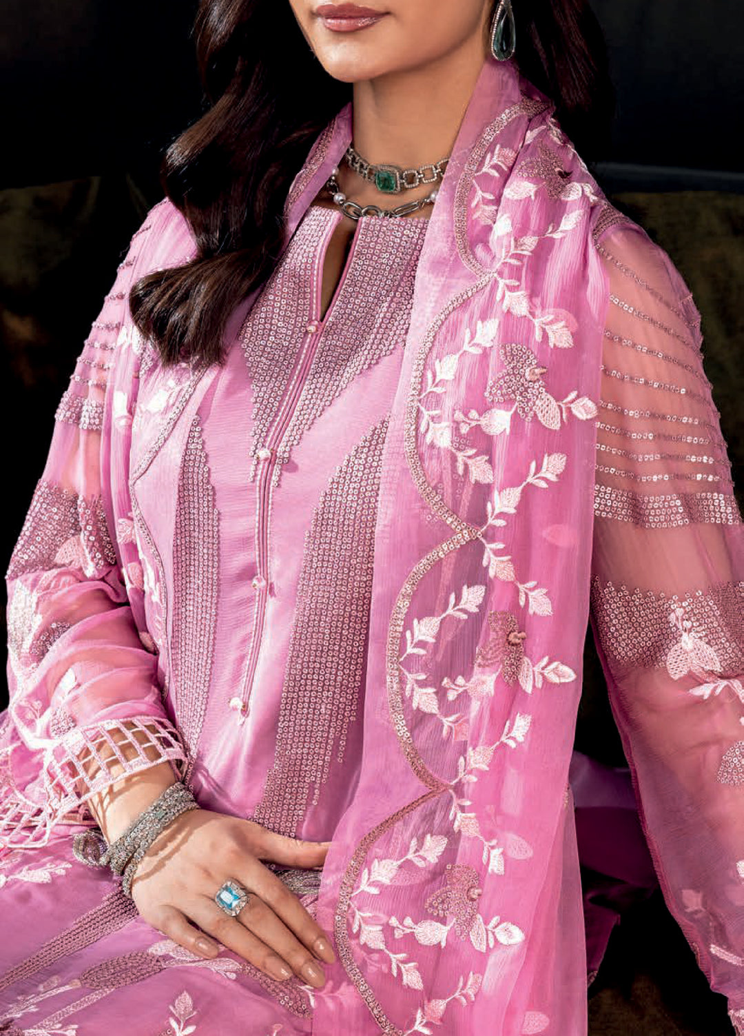 Aura by Zebtan Embroidered Chiffon Suits Unstitched 3 Piece ZB25AF AR-04 - Festive Collection