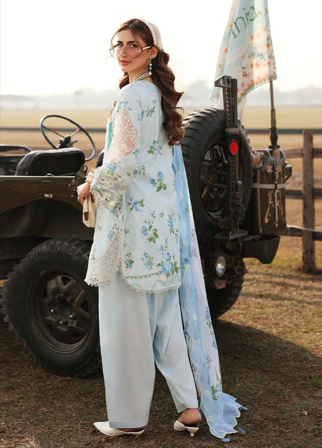 Sardinia Unstitched Embroidered Lawn 3 Piece Suit SRD26ULF D-2 SKY BELLS - Festive Collection