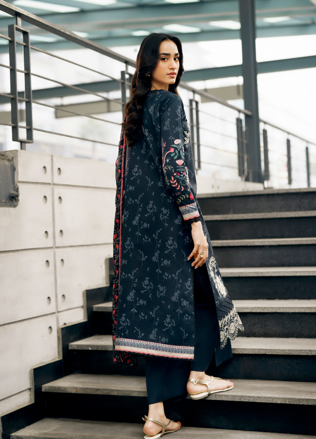 Zync by Florent Unstitched Embroidered Lawn 3 Piece Suit FL26ZU FZ-1B - Summer Collection