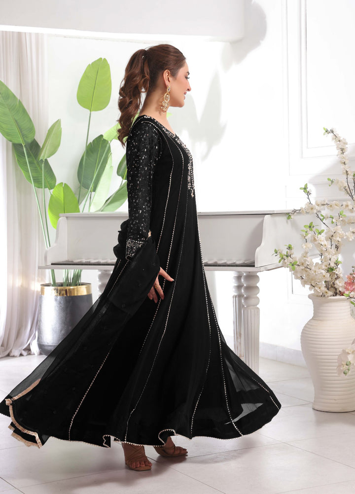 Rasm e Henna by Al Siyaab RTW Embroidered Chiffon 3 Piece Suit Raani Black - Festive Collection