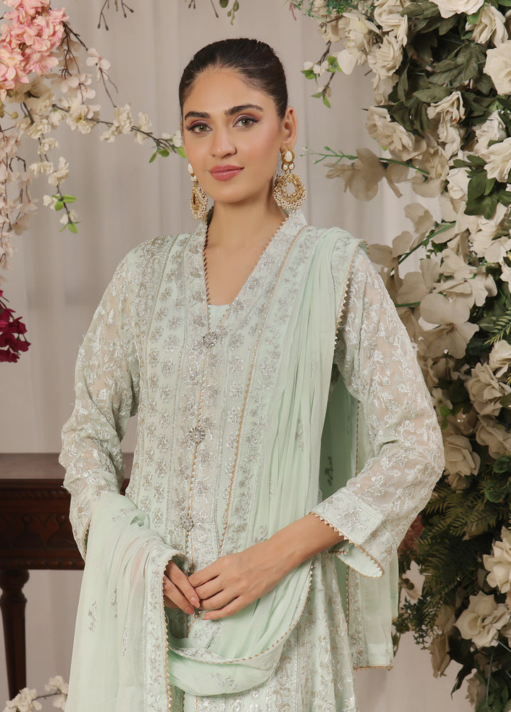 Rasm e Henna by Al Siyaab RTW Embroidered Chiffon 3 Piece Suit Noor e Nazakat Pistachio - Festive Collection