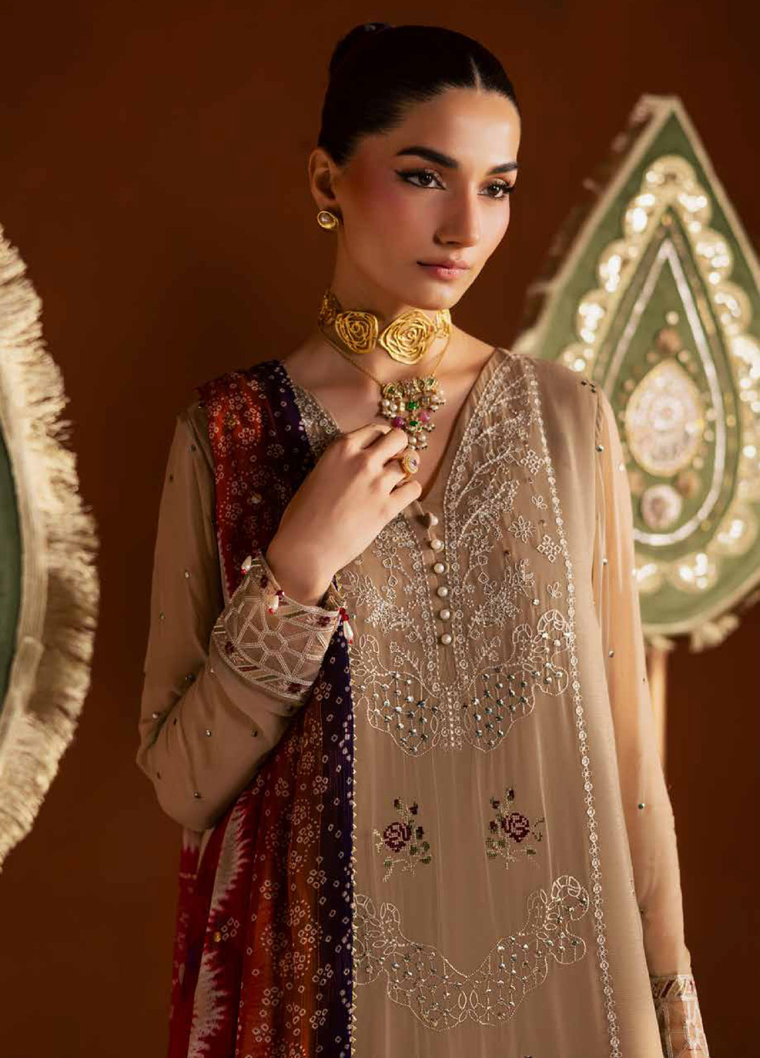 Mukeshkari by Nureh Unstitched Embroidered Chiffon 3 Piece Suit NU26UM MK- 22 - Festive Collection