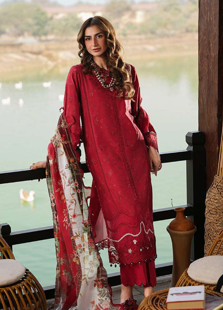 Sardinia Unstitched Embroidered Lawn 3 Piece Suit SRD26ULF D-8 POPPY - Festive Collection