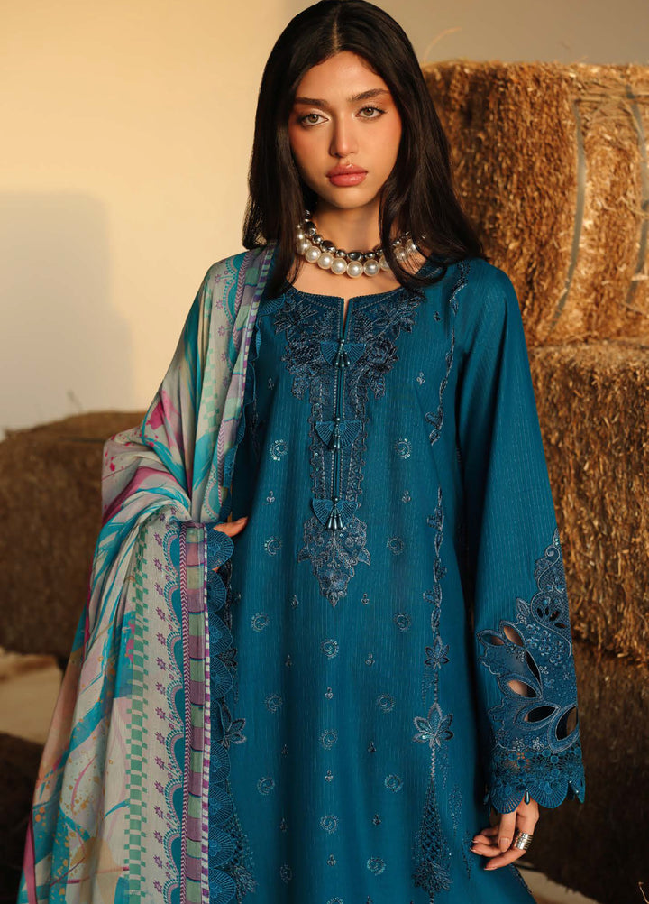Raha by Nureh Unstitched Embroidered Lawn Doria 3 Piece Suit NU26ULR NE-247 - Summer Collection
