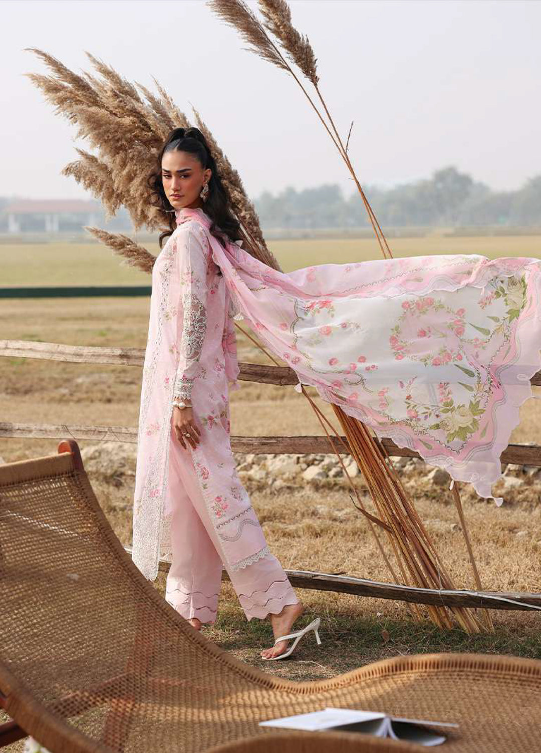 Sardinia Unstitched Embroidered Lawn 3 Piece Suit SRD26ULF D-1 ROSE BUD - Festive Collection