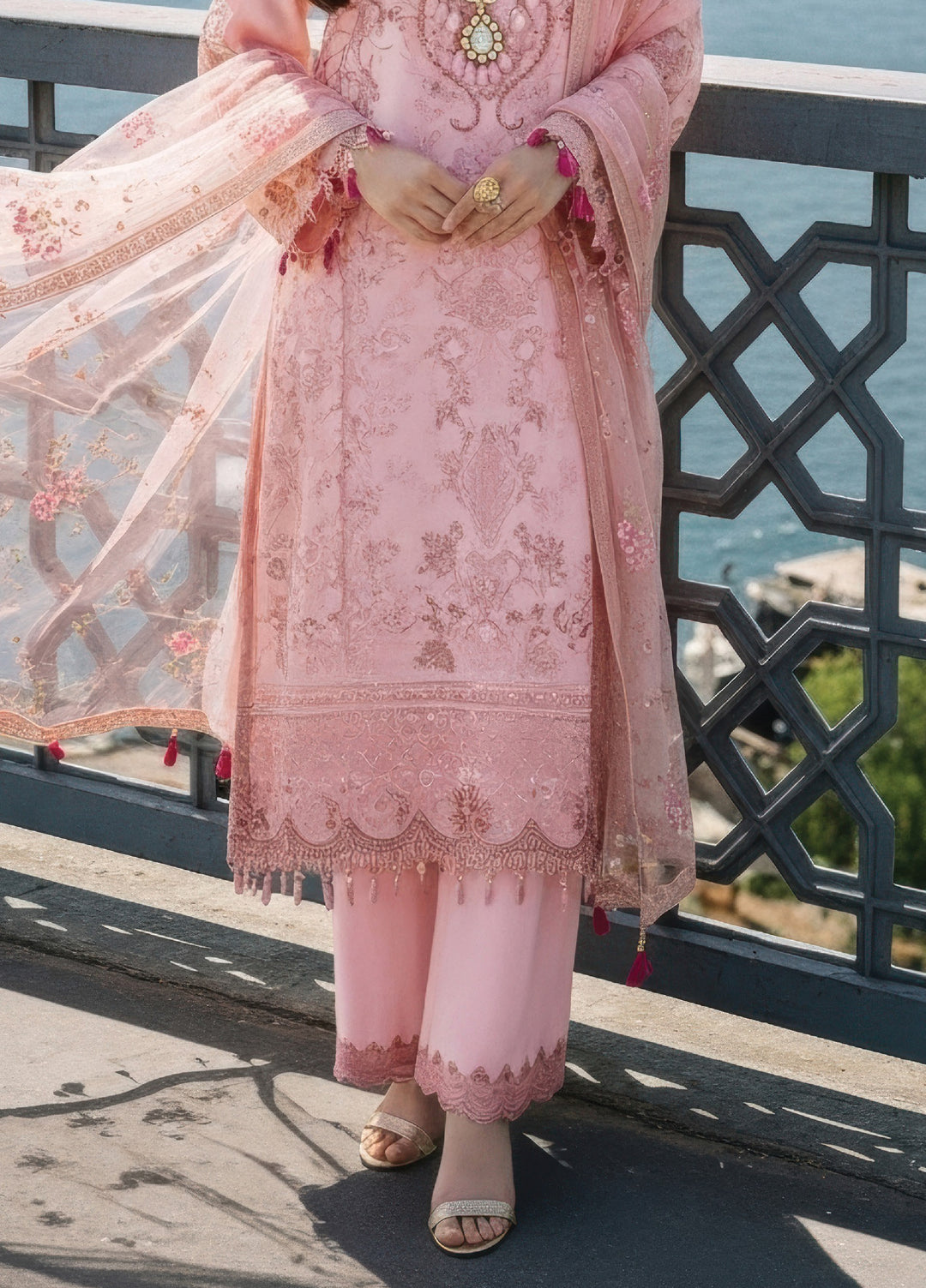 Mehr-E-Mah by Imrozia Premium Pret Embroidered Bamber Chiffon 3 Piece I-242 Meleknaaz - Festive Collection