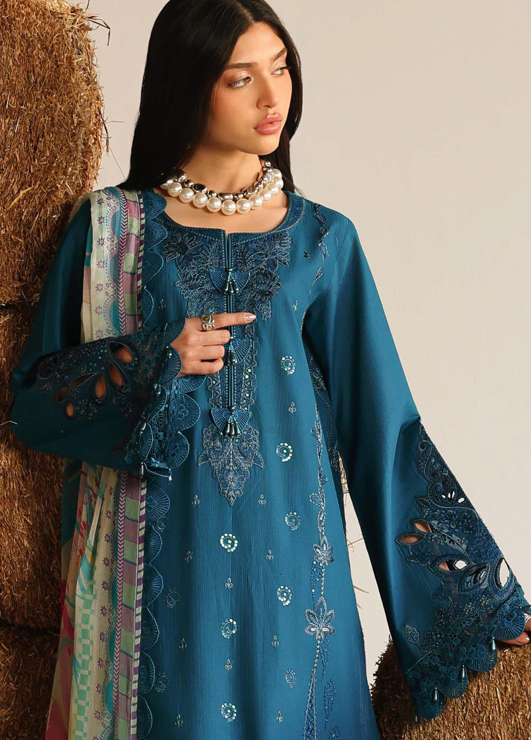 Raha by Nureh Unstitched Embroidered Lawn Doria 3 Piece Suit NU26ULR NE-247 - Summer Collection