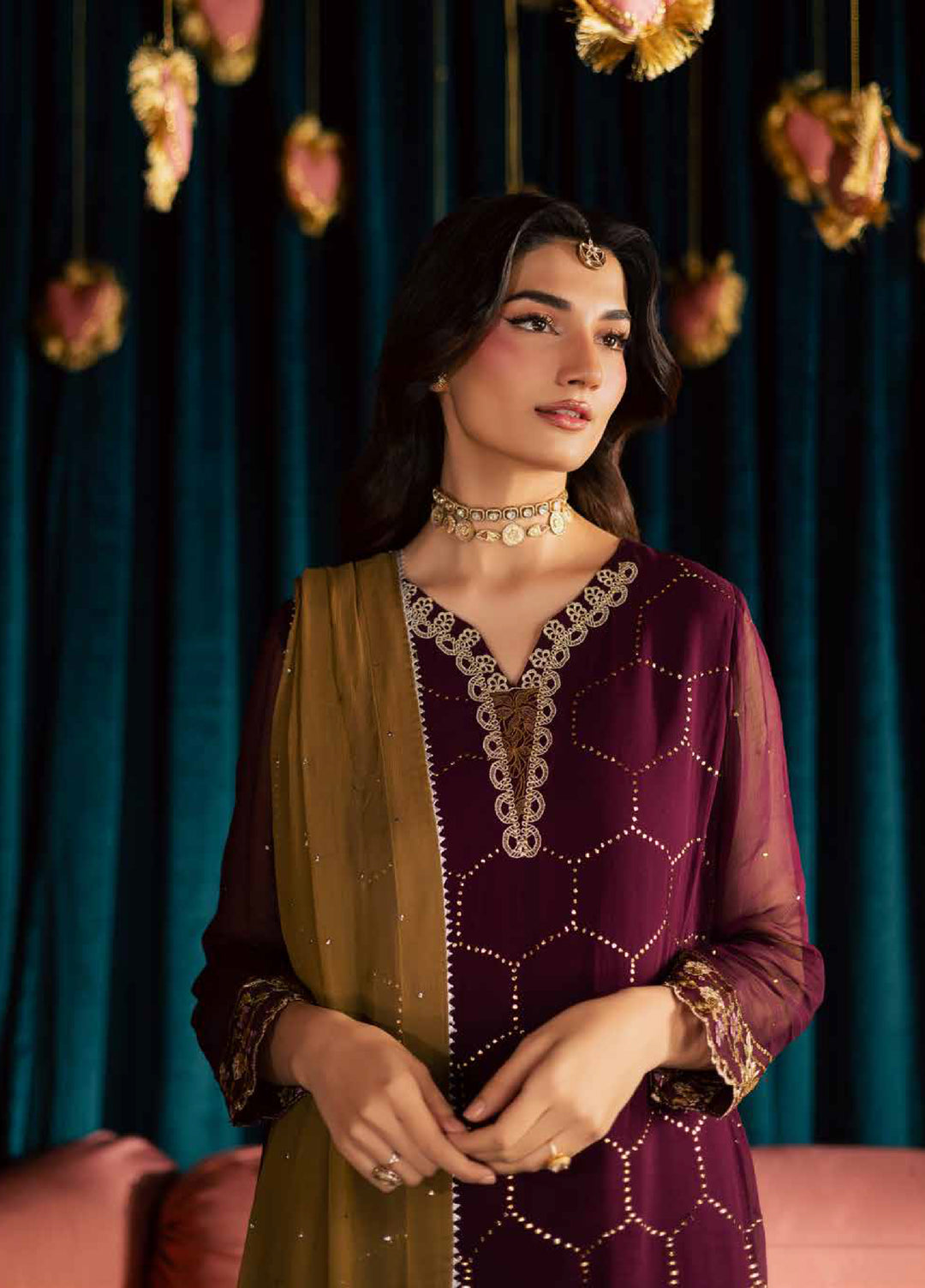 Mukeshkari by Nureh Unstitched Embroidered Chiffon 3 Piece Suit NU26UM MK- 21 - Festive Collection