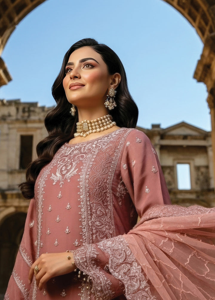 Mehr-E-Mah by Imrozia Premium Pret Embroidered Bamber Chiffon 3 Piece I-247 Aysel - Festive Collection