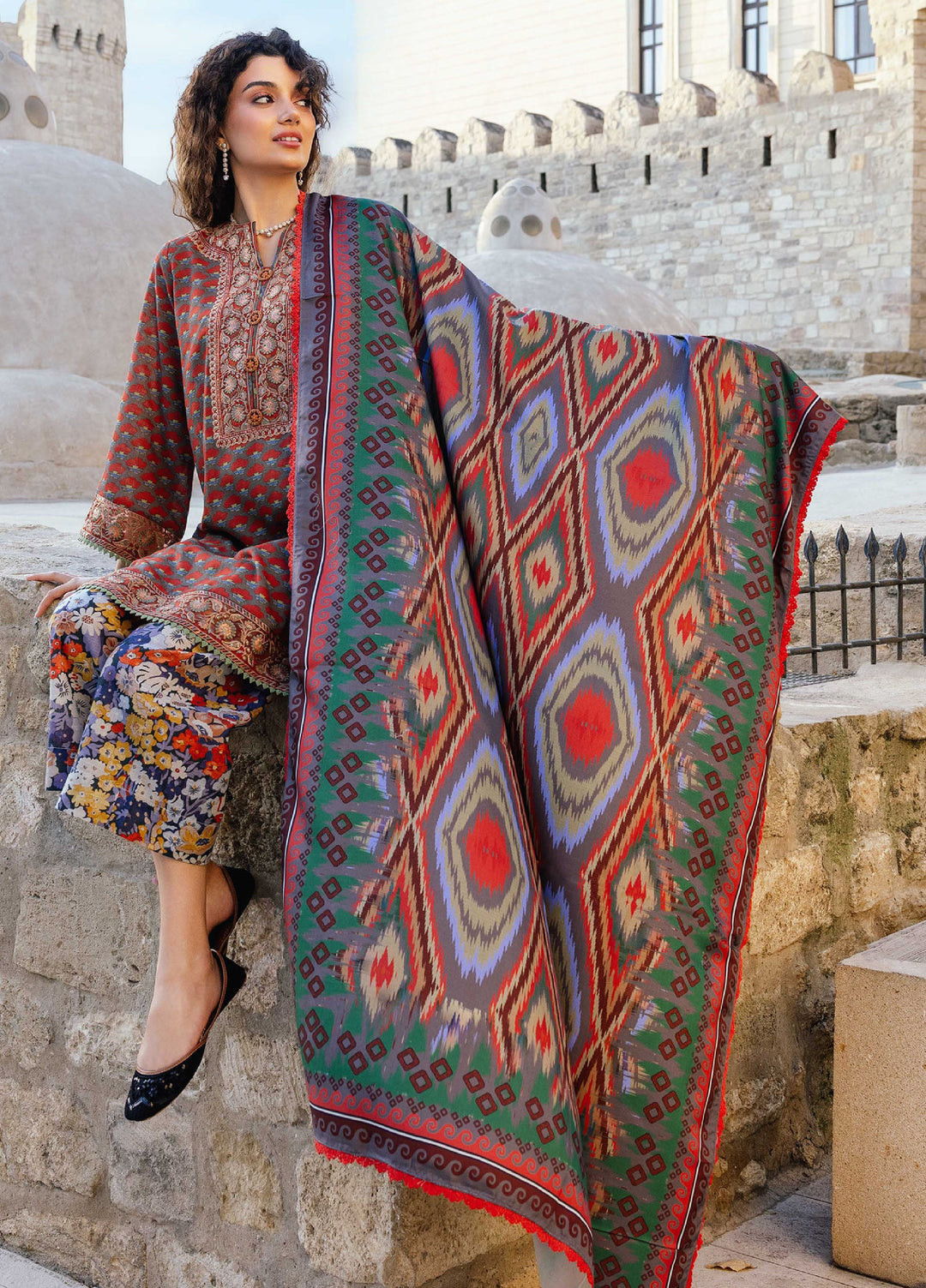 Meerak Pret Embroidered Khaddar 3 Piece Ornate - Winter Collection