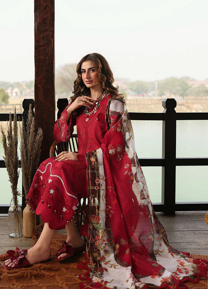 Sardinia Unstitched Embroidered Lawn 3 Piece Suit SRD26ULF D-8 POPPY - Festive Collection