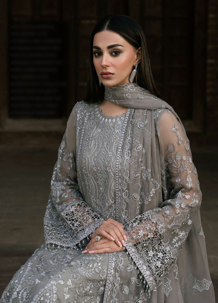 Humsafer by Lavish Premium Unstitched Embroidered Chiffon 3 Pcs Suit LVP26UH H-02 Gentle Grey - Festive