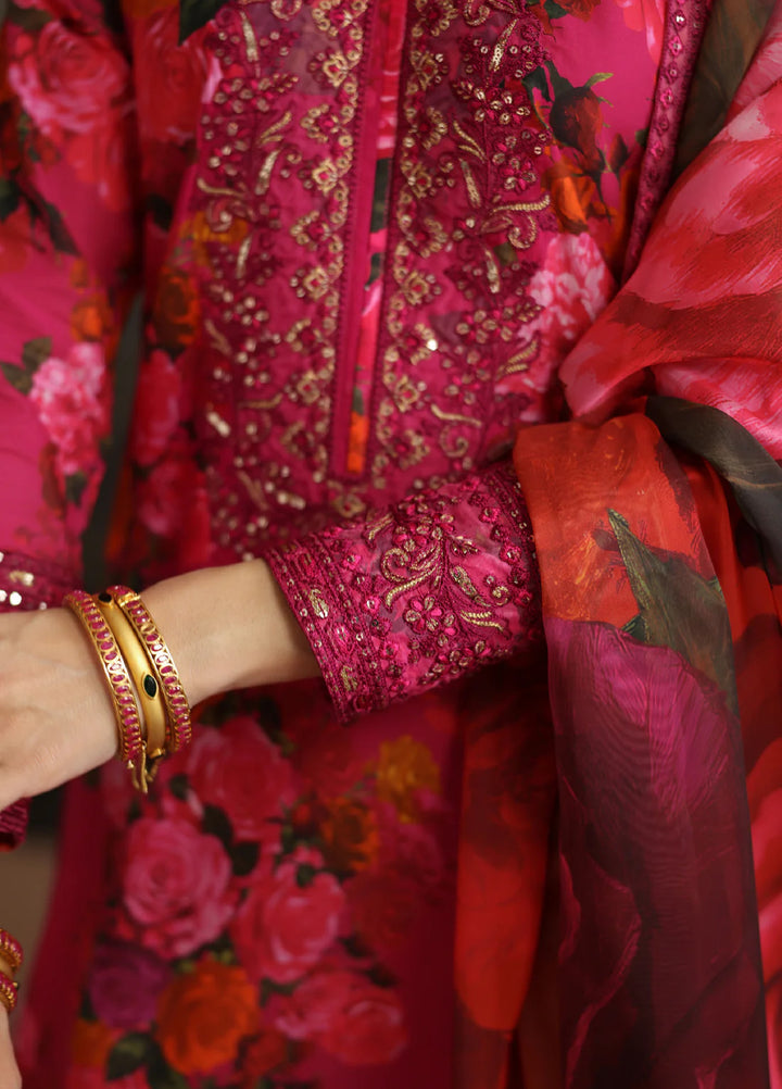 Rehana by Humjoli Pret Embroidered Lawn 3 Piece Pink Rose - Festive Collection
