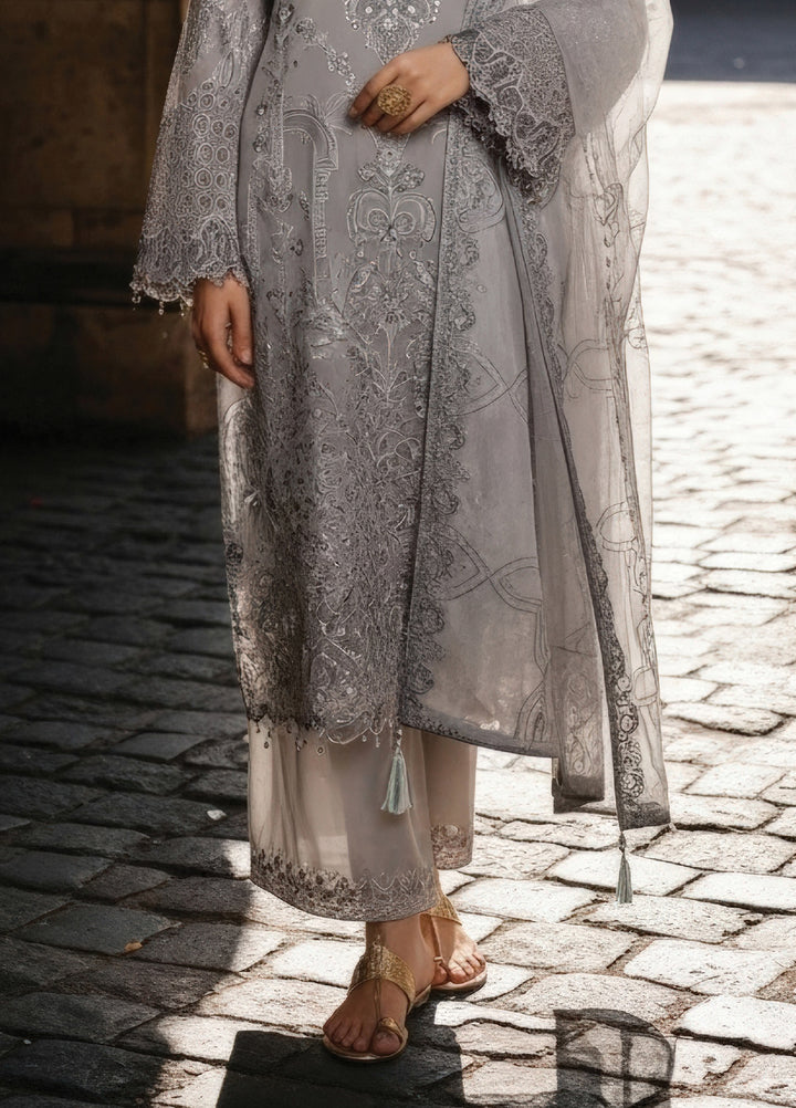 Mehr-E-Mah by Imrozia Premium Pret Embroidered Bamber Chiffon 3 Piece I-248 Feray - Festive Collection