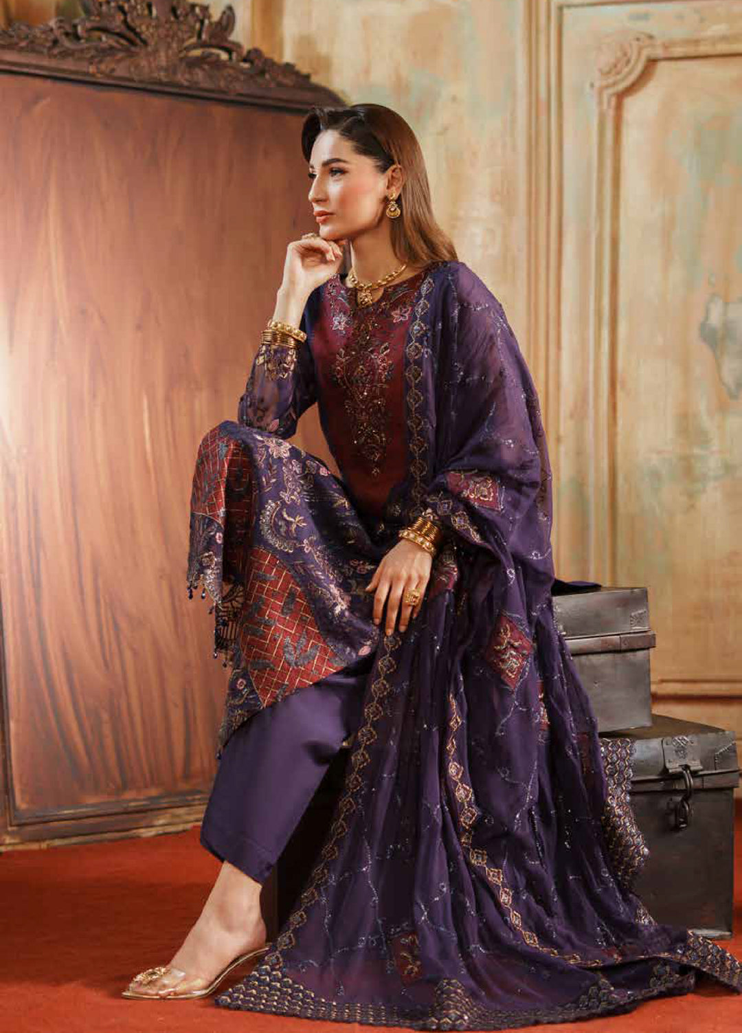 Zurgul by Zebtan Embroidered Organza Suits Unstitched 3 Piece ZB25ZF ZG-04 - Formals Collection