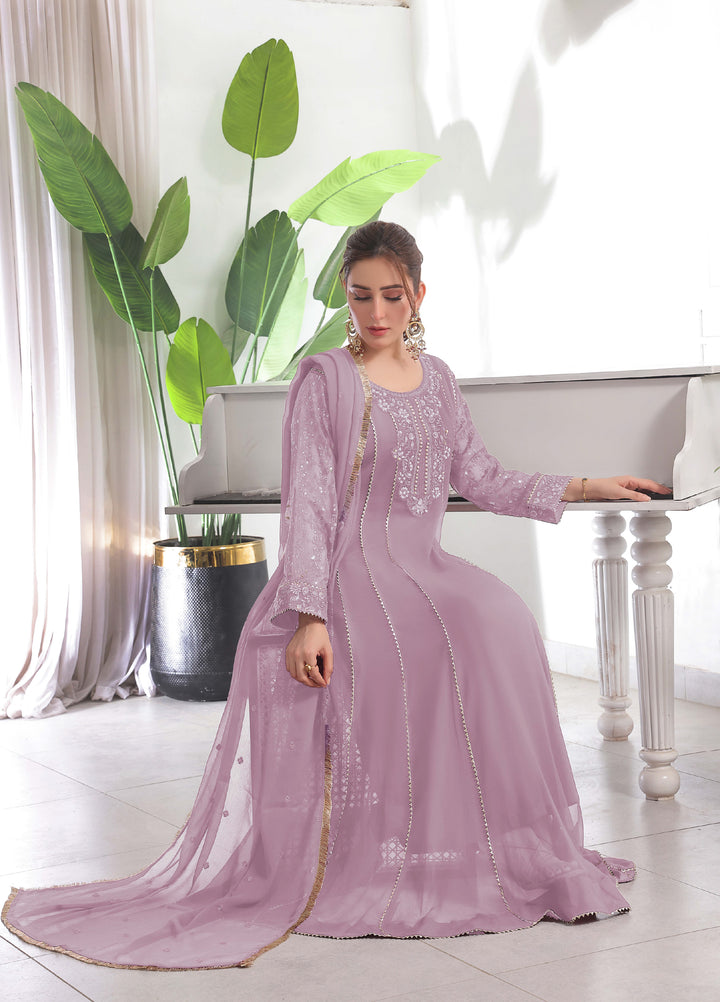Rasm e Henna by Al Siyaab RTW Embroidered Chiffon 3 Piece Suit Raani Lilac - Festive Collection