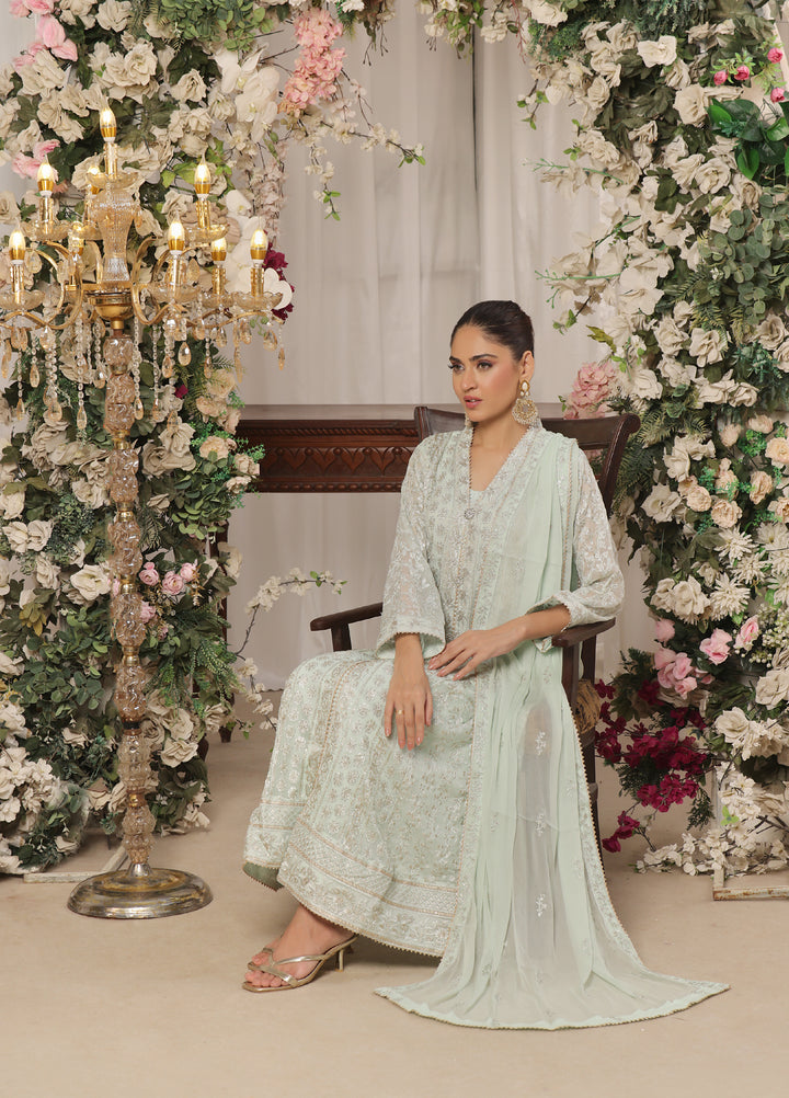 Rasm e Henna by Al Siyaab RTW Embroidered Chiffon 3 Piece Suit Noor e Nazakat Pistachio - Festive Collection