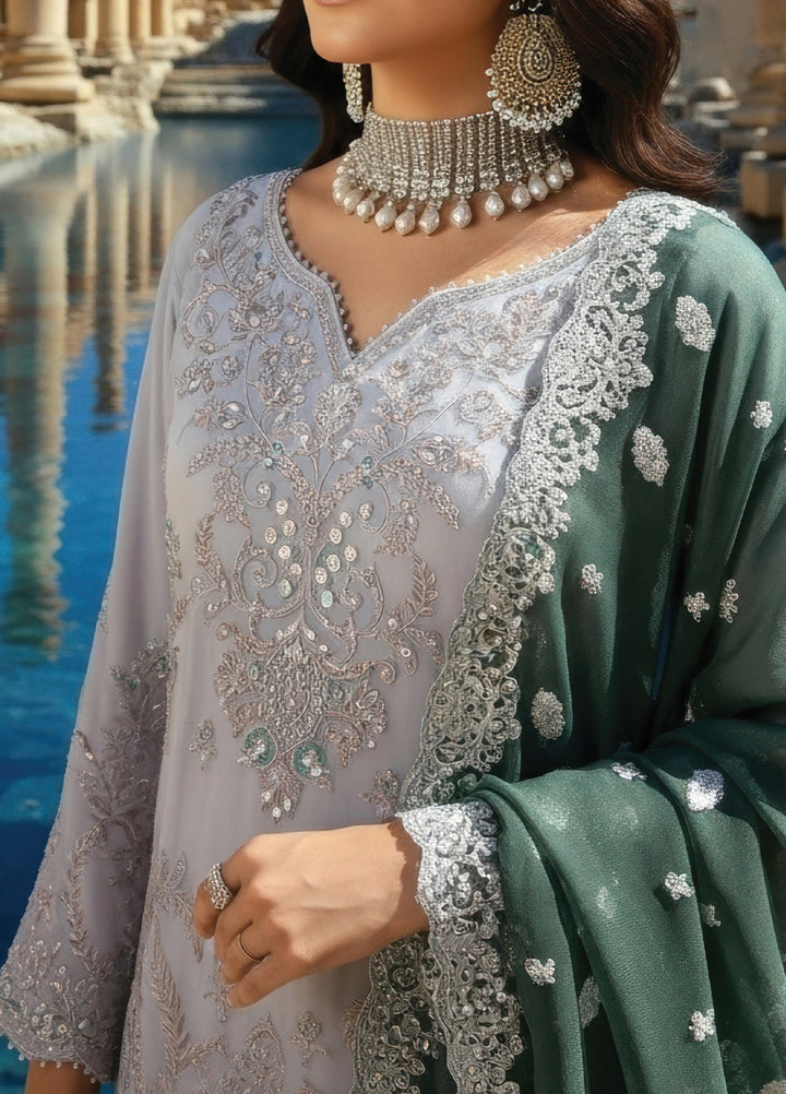 Mehr-E-Mah by Imrozia Premium Pret Embroidered Bamber Chiffon 3 Piece I-240 Selin - Festive Collection