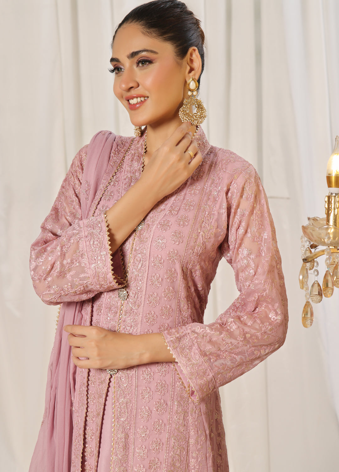 Rasm e Henna by Al Siyaab RTW Embroidered Chiffon 3 Piece Suit Noor e Nazakat Lavender - Festive Collection