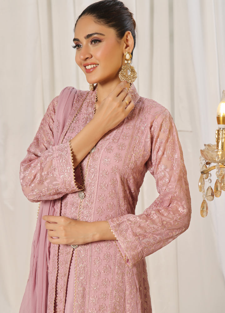 Rasm e Henna by Al Siyaab RTW Embroidered Chiffon 3 Piece Suit Noor e Nazakat Lavender - Festive Collection