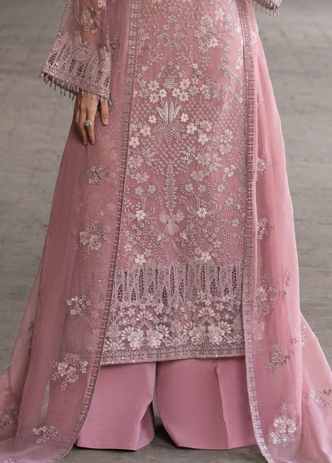 Humsafer by Lavish Premium Unstitched Embroidered Chiffon 3 Pcs Suit LVP26UH H-05 Floral Pink - Festive
