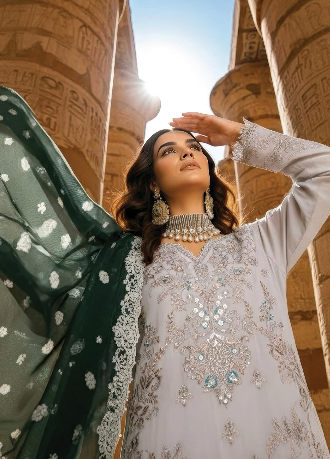 Mehr-E-Mah by Imrozia Premium Pret Embroidered Bamber Chiffon 3 Piece I-240 Selin - Festive Collection