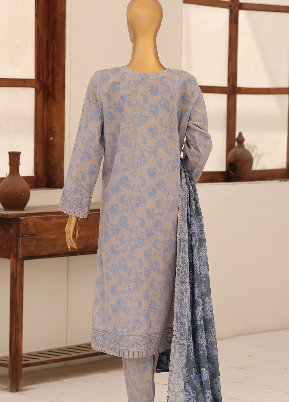 Identic by HZ Textiles Unstitched Embroidered Cotton 3 Piece Suit HZ26UCI PDW 3329-F - Casual Collection