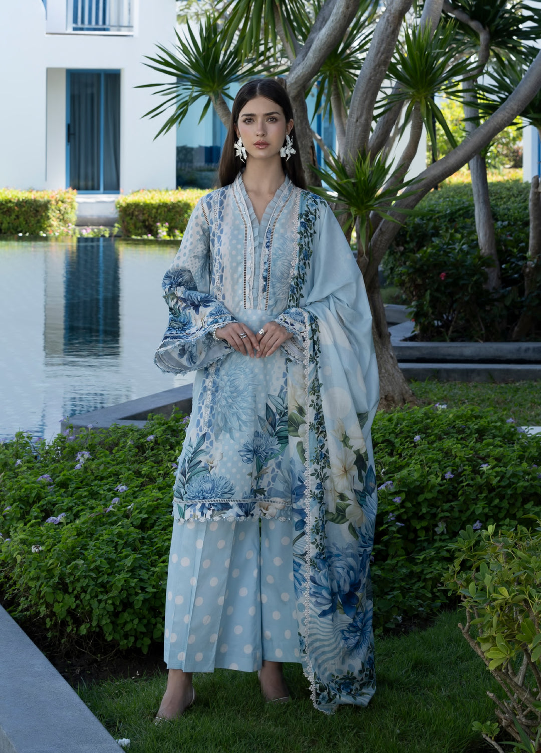 Santorini by Elaf Unstitched Lawn Printed 3 Piece Suit EL26US EPN-01A OCEAN PETALS - Summer Collection