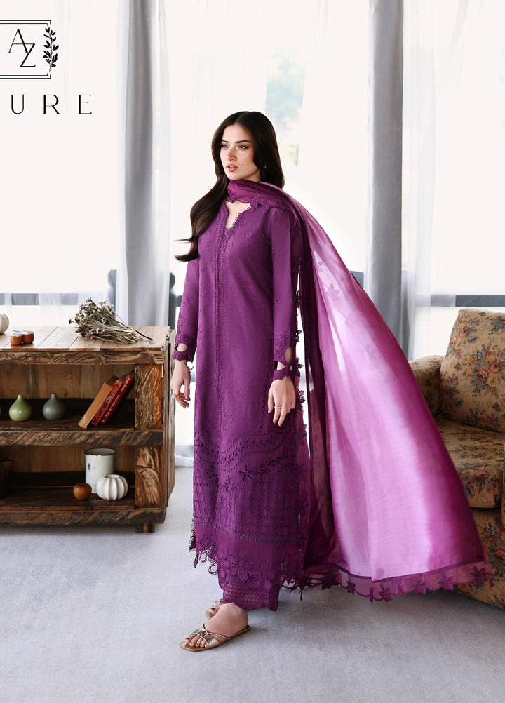 Azure Unstitched Embroidered Luxury Lawn 3 Piece Suit AZ26UAL 82 Mulberry - Eid Collection