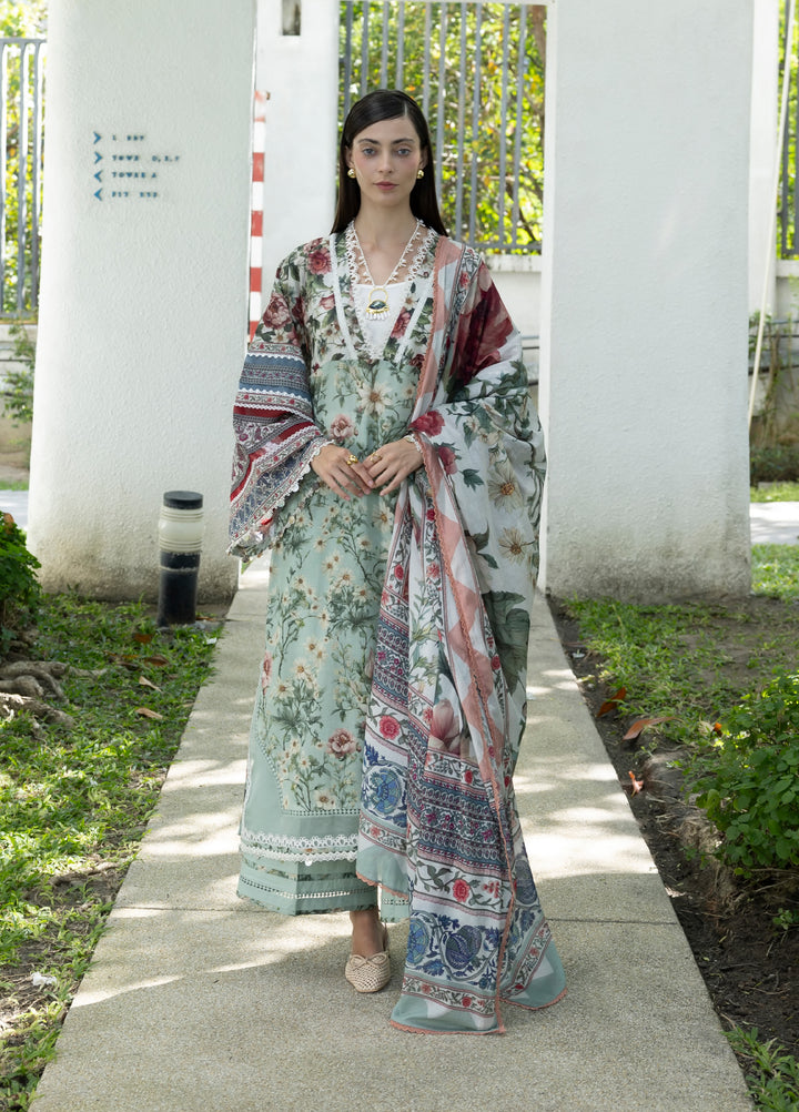 Santorini by Elaf Unstitched Lawn Printed 3 Piece Suit EL26US EPN-6B OPALINE GARDEN - Summer Collection