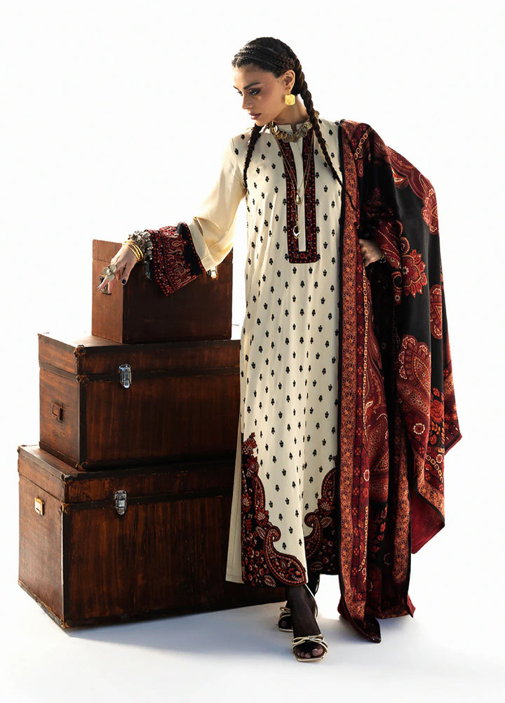 Zainab Chottani Unstitched Marina Twill With Shawl Embroidered Suits 3 Piece ZC25WS D-01 Imani - Winter Collection