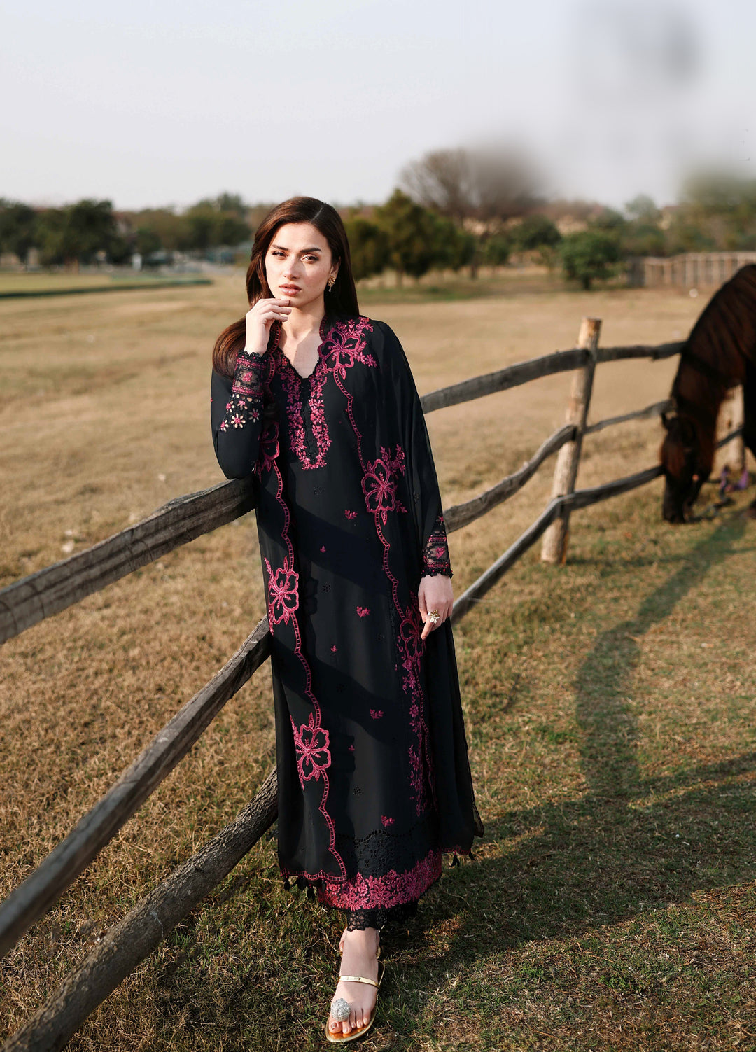 Azure Unstitched Embroidered Luxury Lawn 3 Piece Suit AZ26UAL 75 Black Cherry - Eid Collection