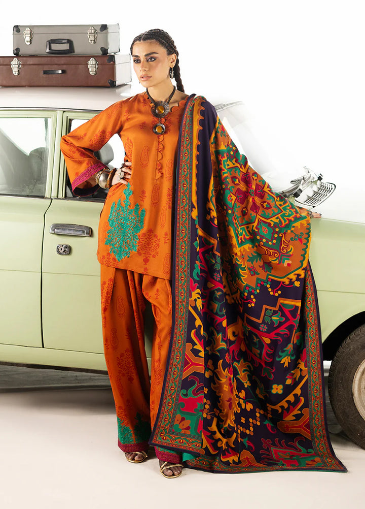 Zainab Chottani Unstitched Marina Twill With Shawl Embroidered Suits 3 Piece ZC25WS D-03 Suniva - Winter Collection