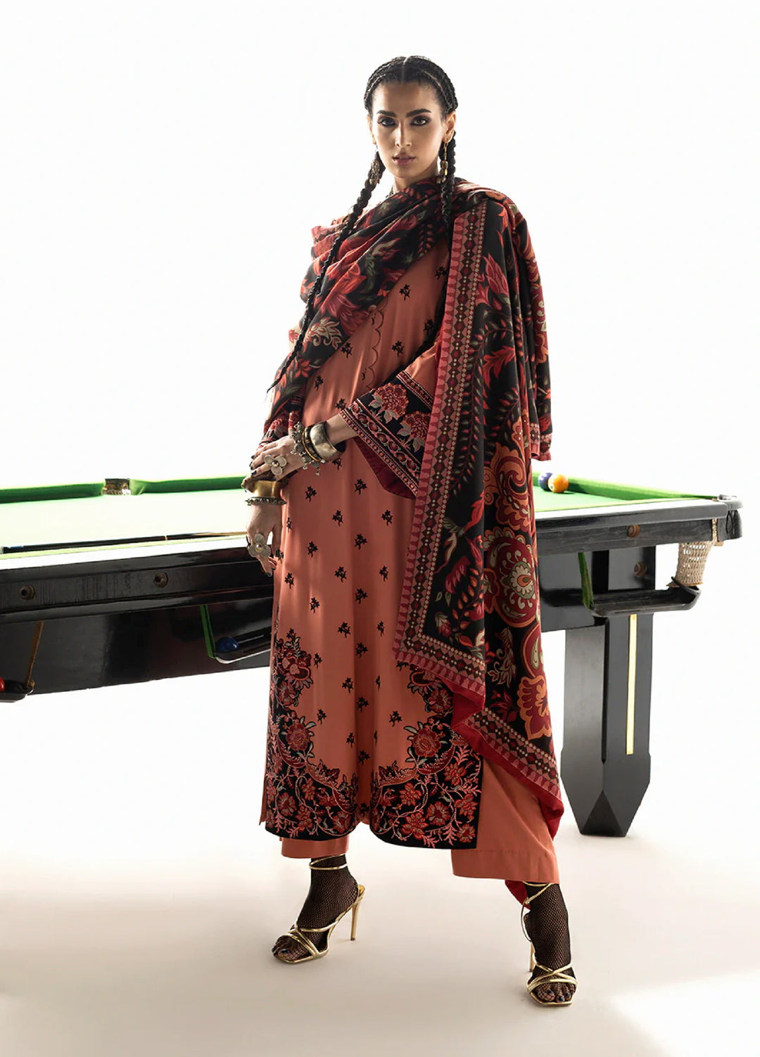 Zainab Chottani Unstitched Marina Twill With Shawl Embroidered Suits 3 Piece ZC25WS D-04 Zuri - Winter Collection