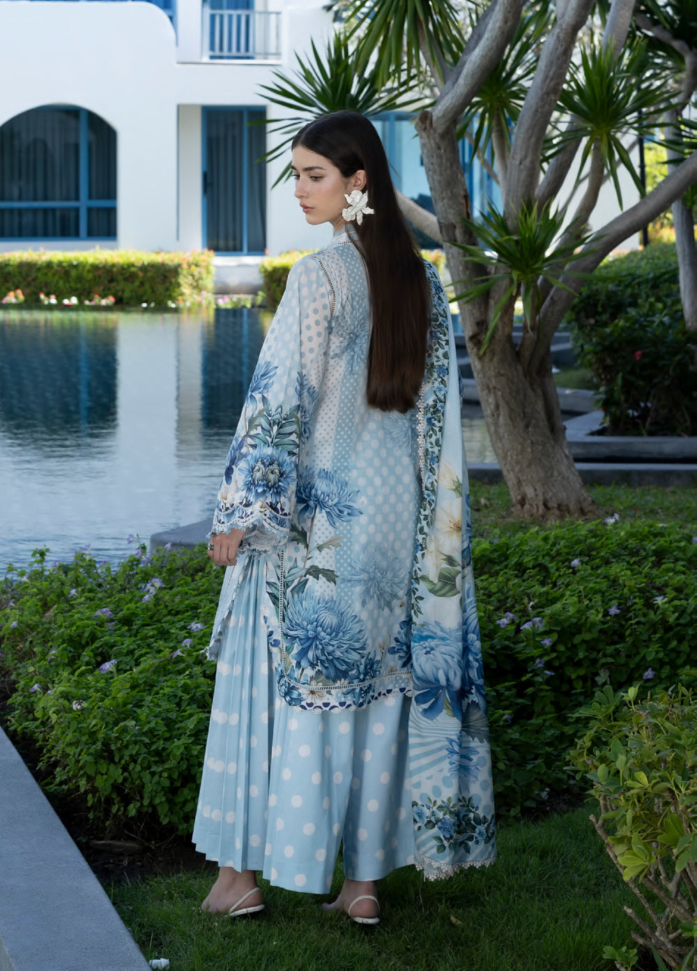 Santorini by Elaf Unstitched Lawn Printed 3 Piece Suit EL26US EPN-01A OCEAN PETALS - Summer Collection