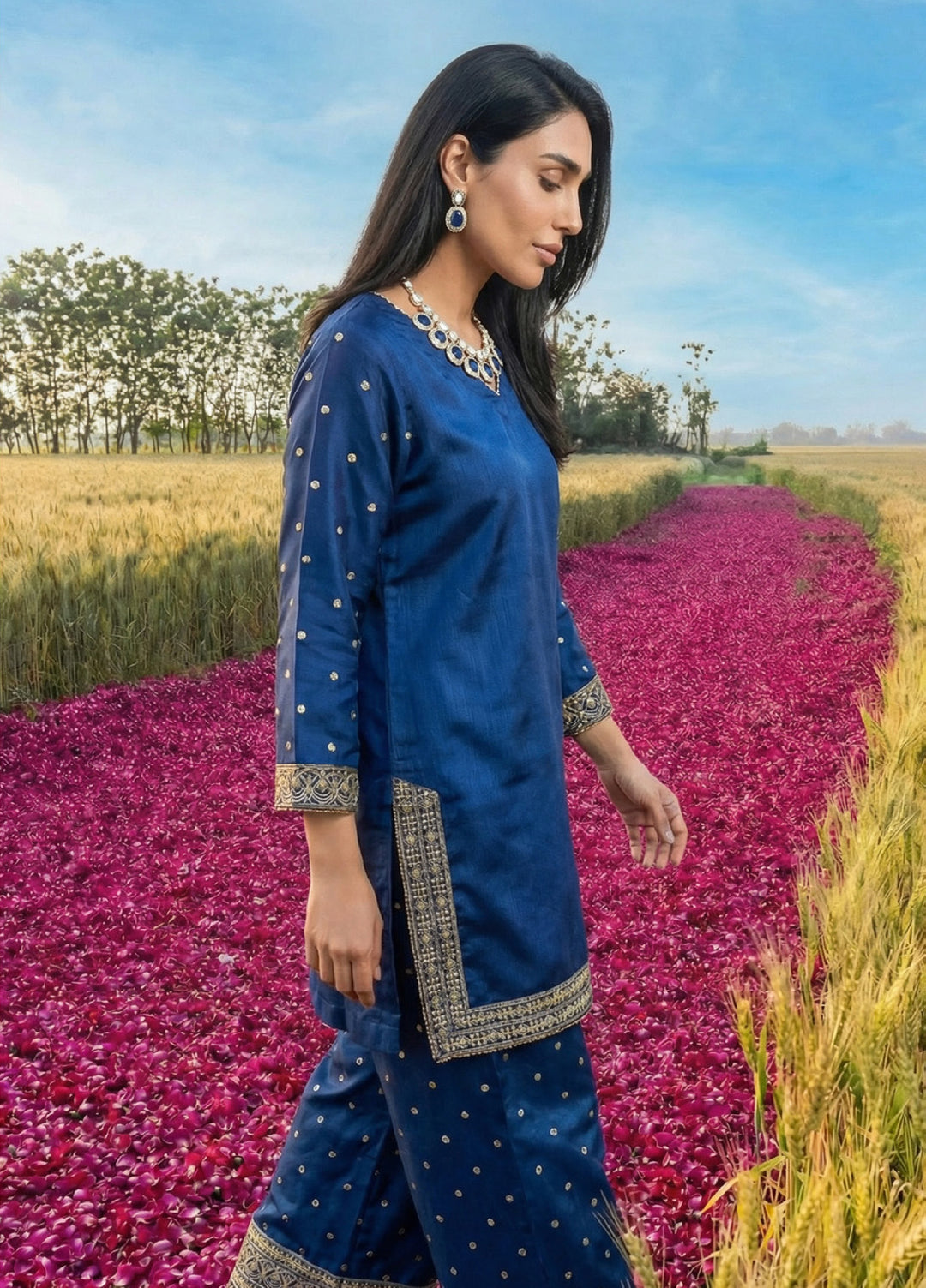 Noorma Kaamal RTW Embroidered Raw Silk Co Ords Set NK26PRS NK-RSE-07 - Festive Collection