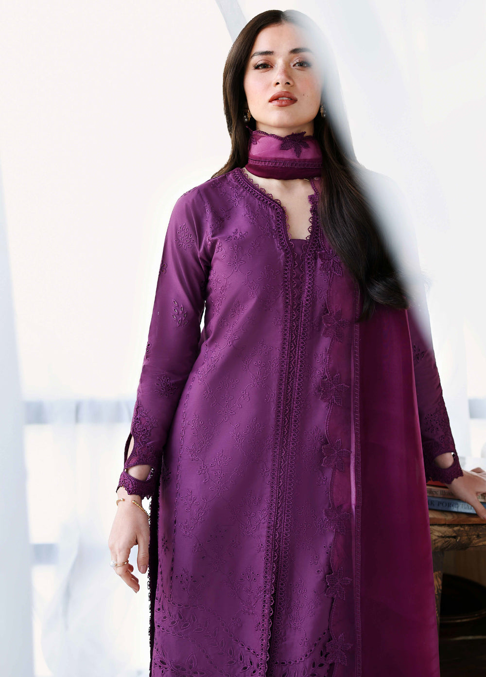 Azure Unstitched Embroidered Luxury Lawn 3 Piece Suit AZ26UAL 82 Mulberry - Eid Collection