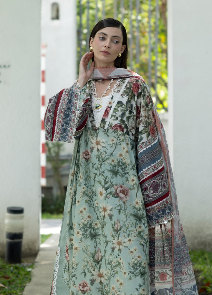 Santorini by Elaf Unstitched Lawn Printed 3 Piece Suit EL26US EPN-6B OPALINE GARDEN - Summer Collection