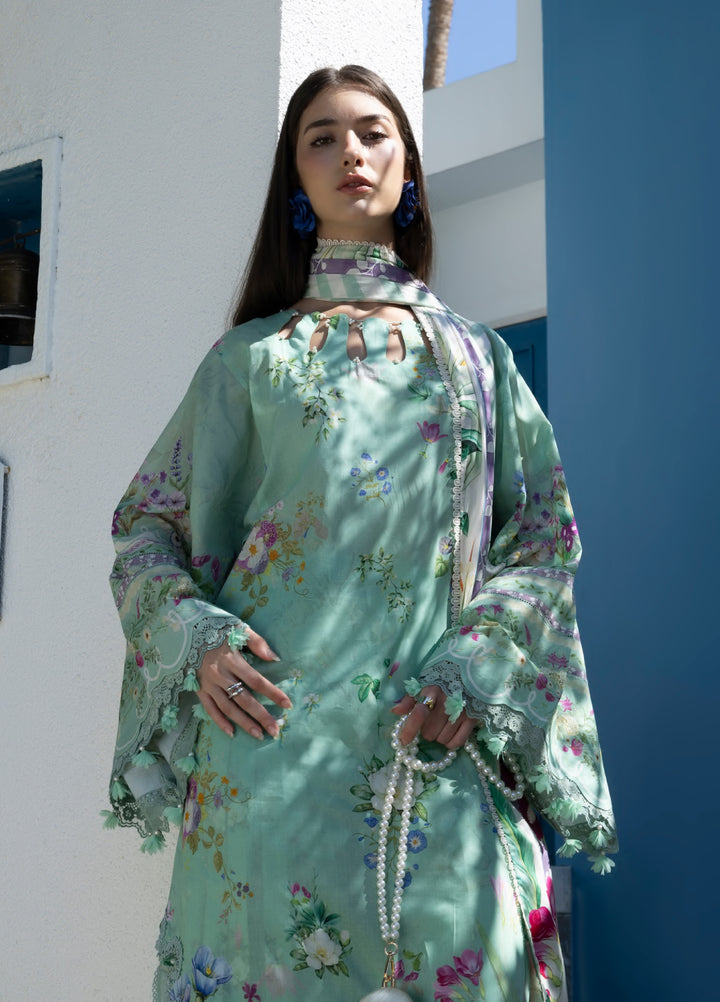 Santorini by Elaf Unstitched Lawn Printed 3 Piece Suit EL26US EPN-7A TEAL ME - Summer Collection