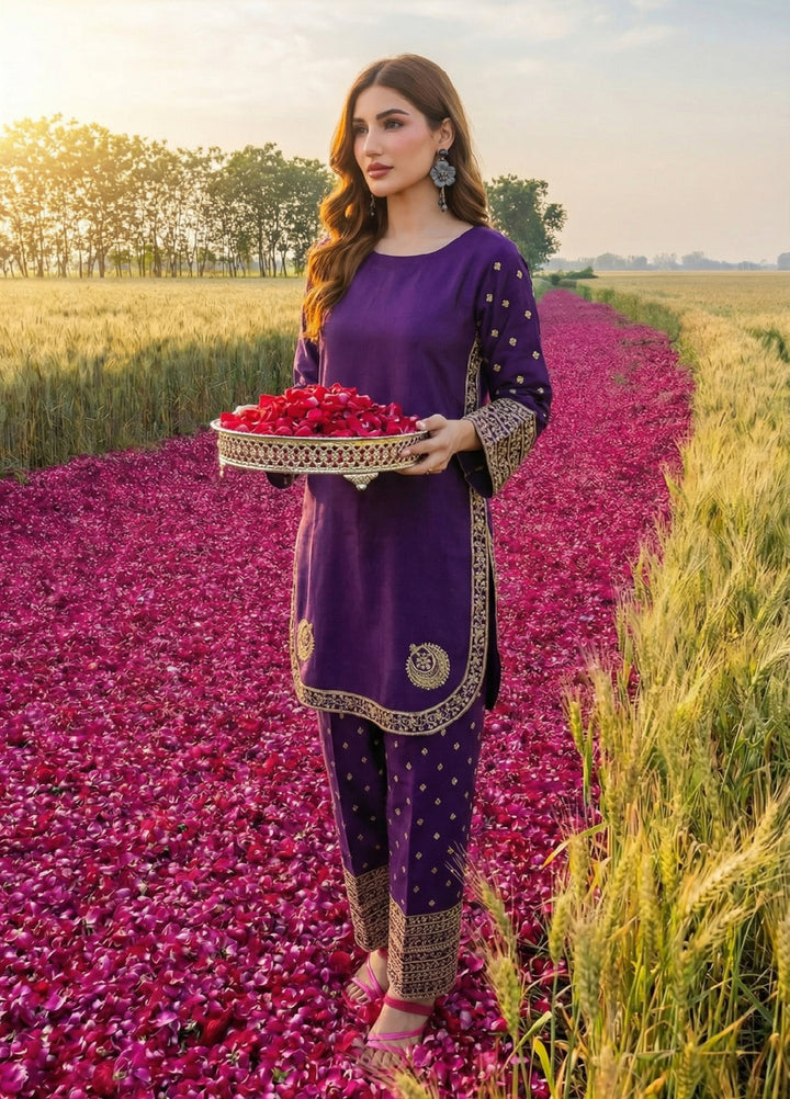 Noorma Kaamal RTW Embroidered Raw Silk Co Ords Set NK26PRS NK-RSE-08 - Festive Collection