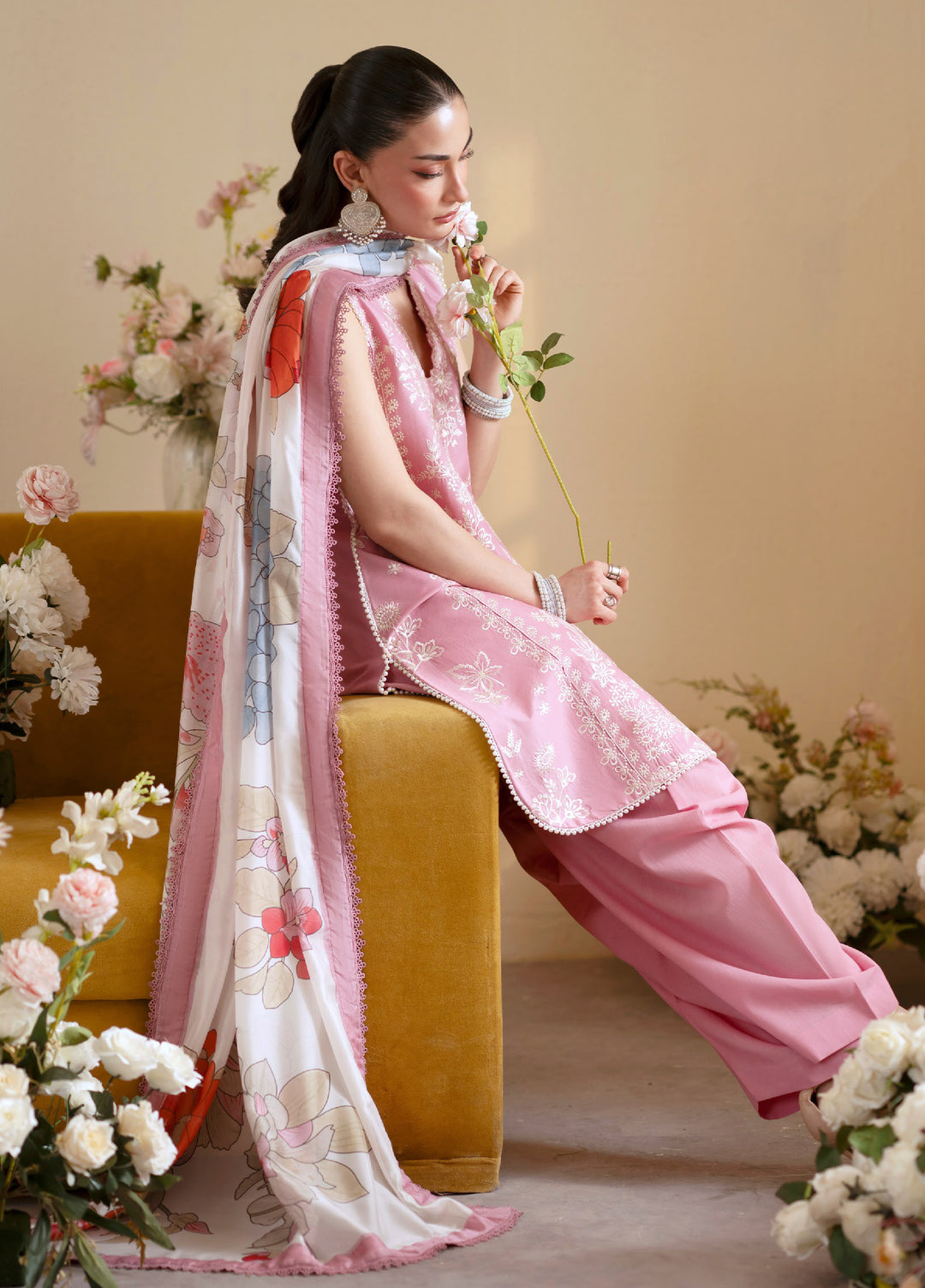 Ember by Mahnur Unstitched Lawn Embroidered 3 Piece Suit MN26UE EM-007 - Summer Collection