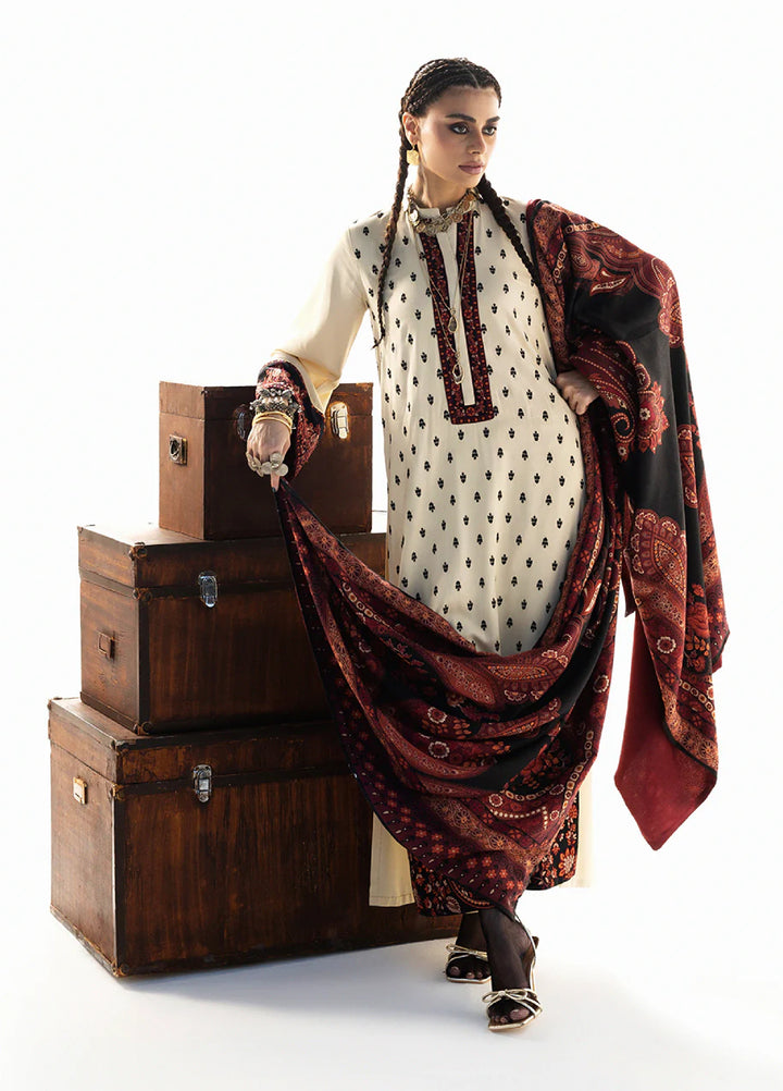 Zainab Chottani Unstitched Marina Twill With Shawl Embroidered Suits 3 Piece ZC25WS D-01 Imani - Winter Collection