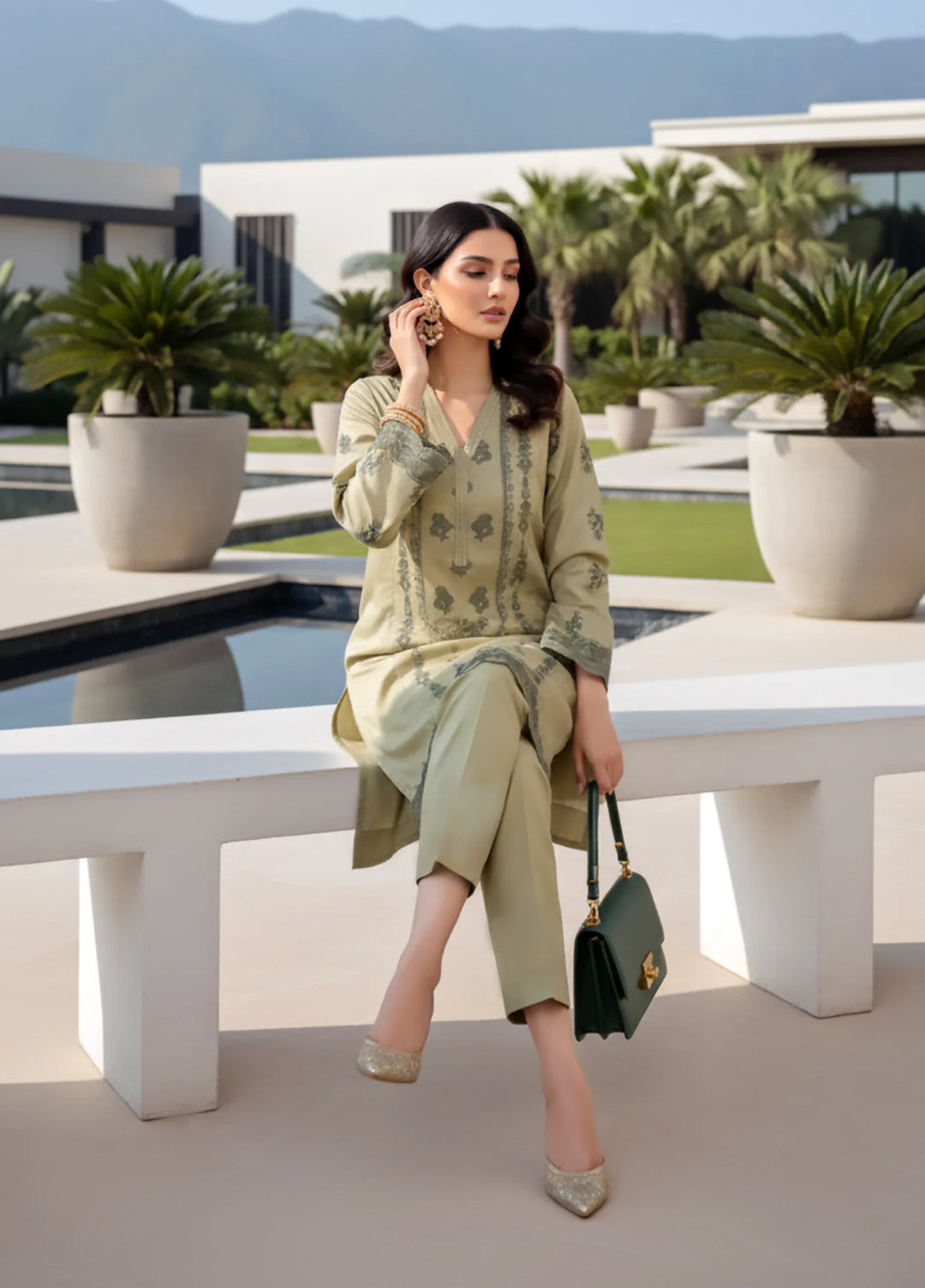 Lakhany Pret Embroidered Cotton Net 2 Piece Suit LSM-4050