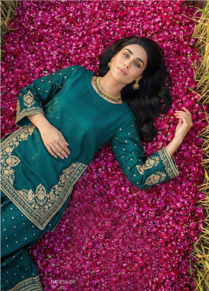 Noorma Kaamal RTW Embroidered Raw Silk Co Ords Set NK26PRS NK-RSE-09 - Festive Collection