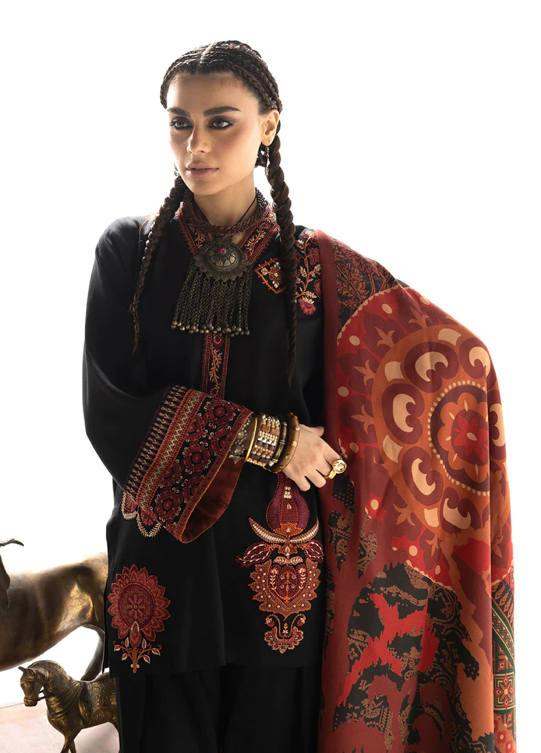 Zainab Chottani Unstitched Marina Twill With Shawl Embroidered Suits 3 Piece ZC25WS D-02 Vira - Winter Collection