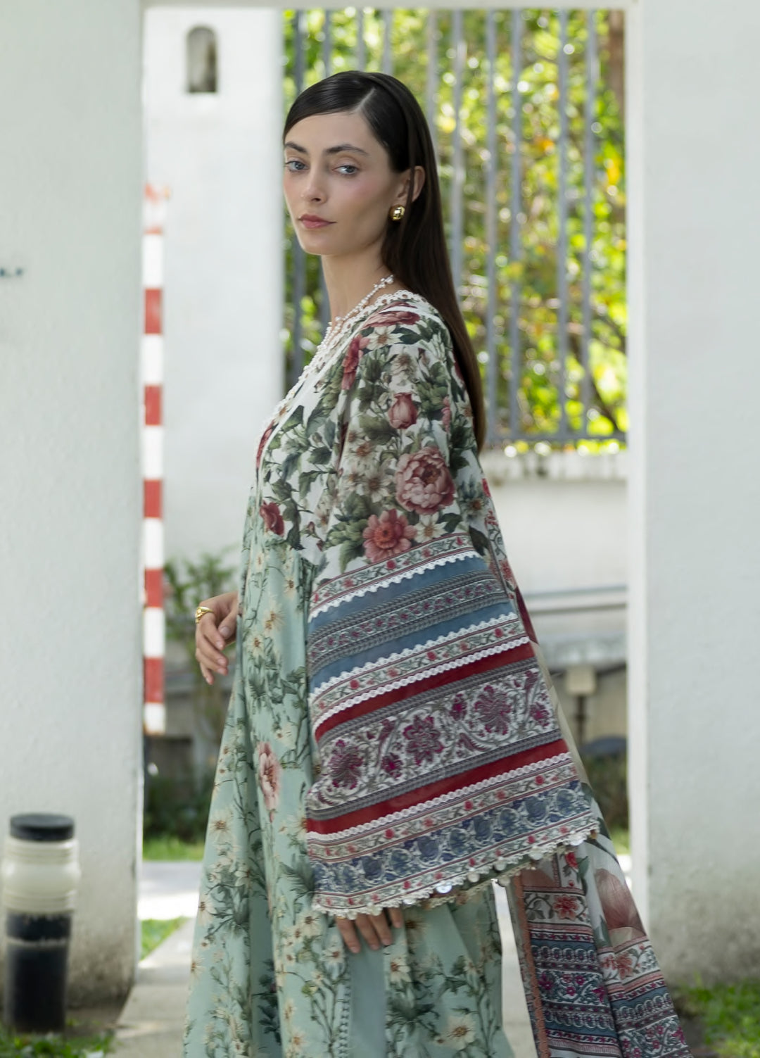 Santorini by Elaf Unstitched Lawn Printed 3 Piece Suit EL26US EPN-6B OPALINE GARDEN - Summer Collection