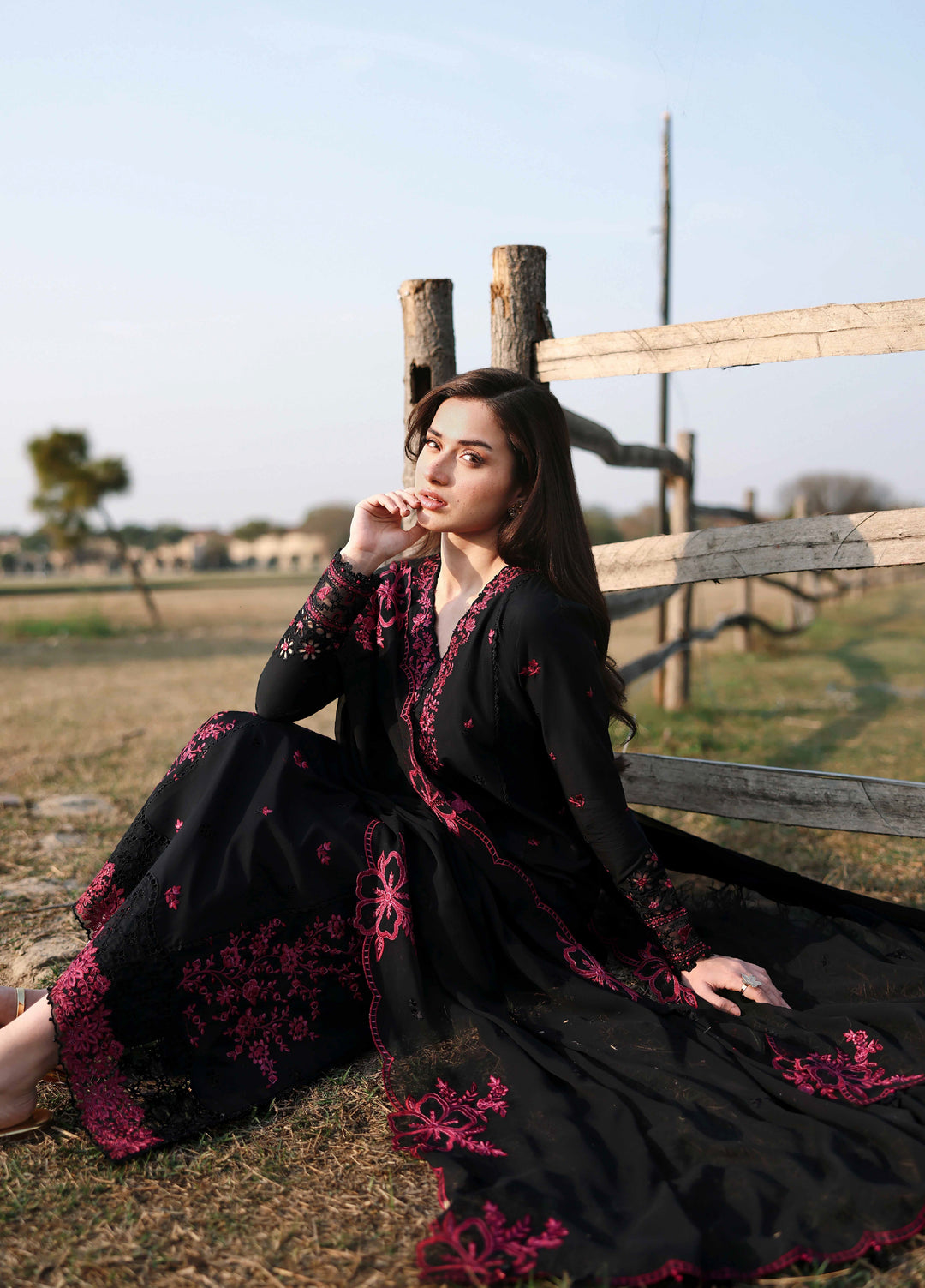 Azure Unstitched Embroidered Luxury Lawn 3 Piece Suit AZ26UAL 75 Black Cherry - Eid Collection